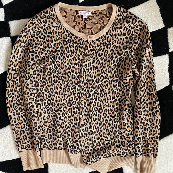 Merona cotton leapord-print cardigan - Size S - Picture 1 of 3